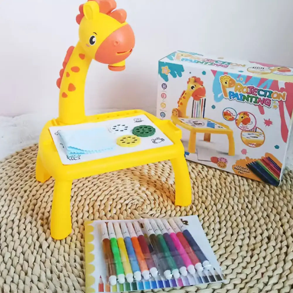 Kit Completo - Mesa Infantil con Proyector LED + (12 Rotuladores Gratis)