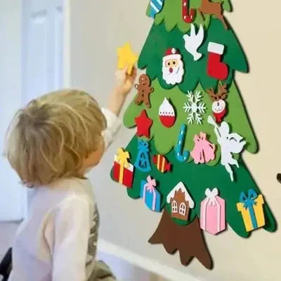 Arbol de Navidad de fieltro con 25 adornos + luces de 3 metros